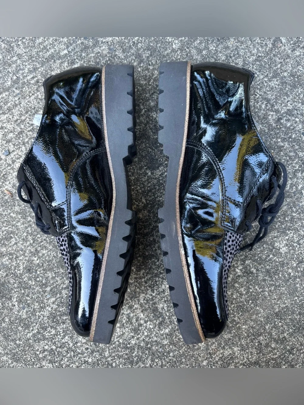 Remonte Patent Leather Animal Print Oxford Lug Shoes EU 39 US 8 - Picture 8 of 16